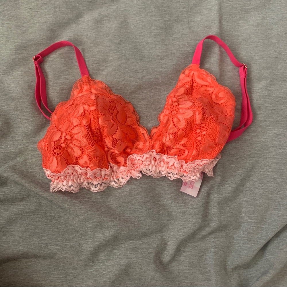 No Boundaries Coral and Pink Lace Bralette